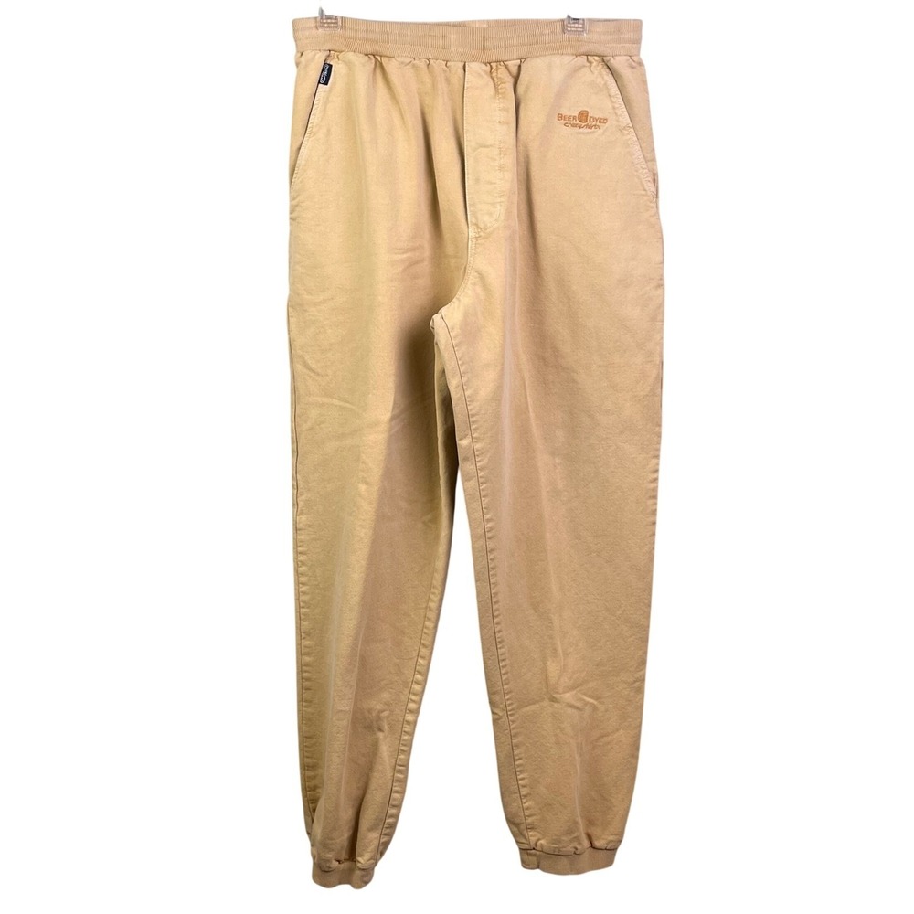 Crazy Shirts Beer Dyed Tan Drawstring Elastic Waist Ankle Joggers Sweats Medium
